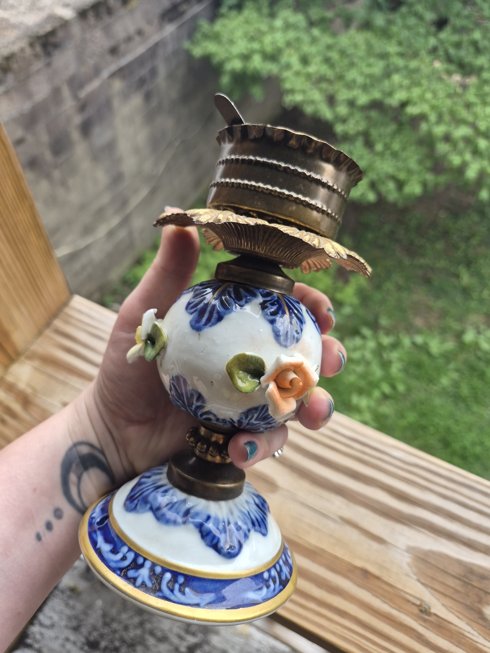 Antique Porcelain Italian Lamp Base